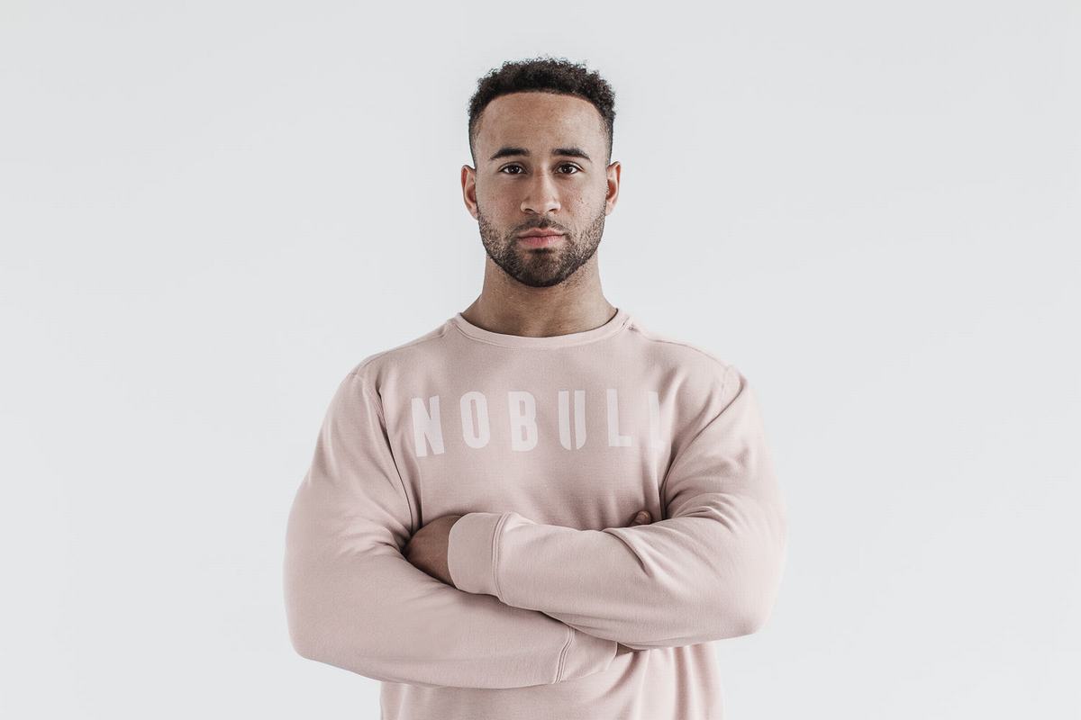 Nobull Crew Men's Sweatshirts Rose | Australia (ER2478)